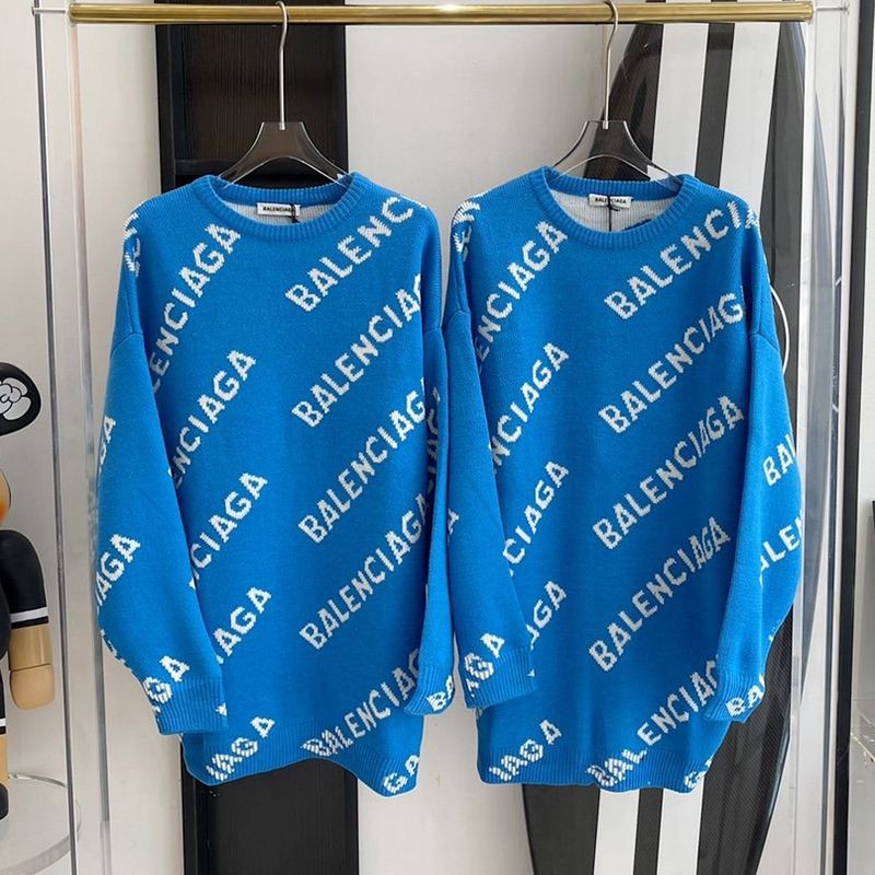 No. 1 in cumulative sales! Replica Balenciaga Allover Logo Sweater Knitwear Blue baw08185