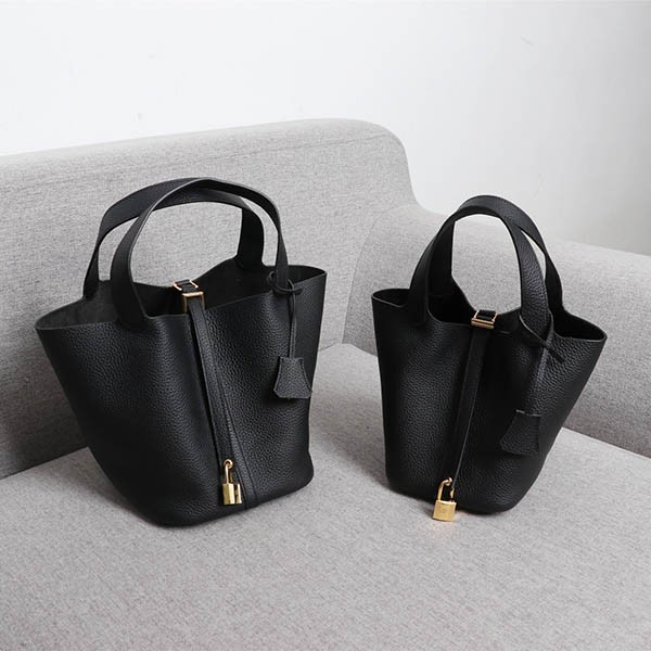 Rare! Hermes Picotin PM/MM Noir Silver Gold ern23301