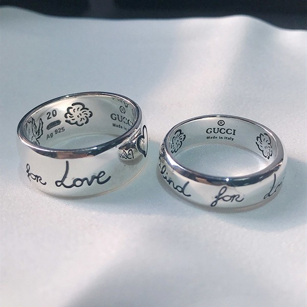 Hard to find Gucci Blind for Love silver ring replica gue15422