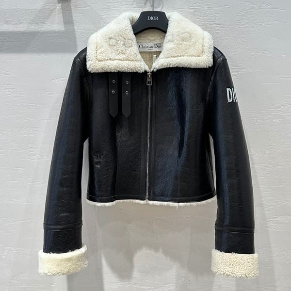 Immediate delivery Dior jacket replica leather and beige lambskin 358V63AL804_X9580 Immediate delivery Dior jacket replica leather and beige lambskin 358V63AL804_X9580