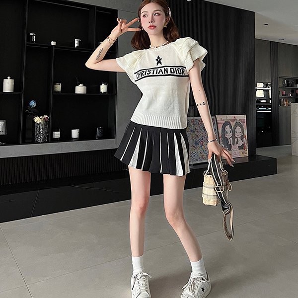 Dior Sweater Cotton Frill Knit Copy 2 Colors Stylish? den8088