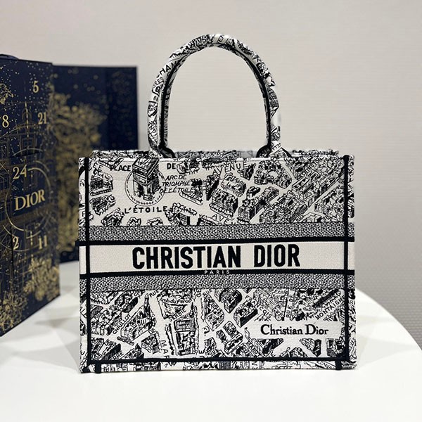 Dior Book Tote Replica Bag Plan de Paris White dec25453