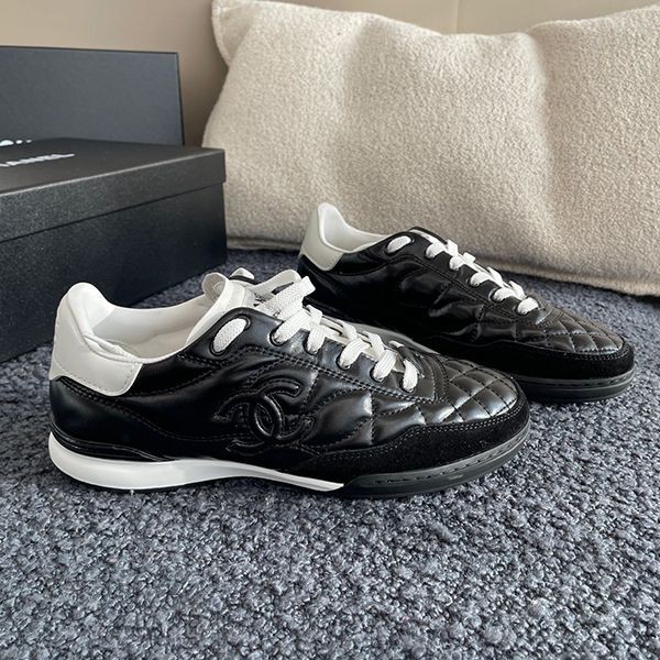Chanel Replica CC Mark_All Leather Sneakers Black shg69064