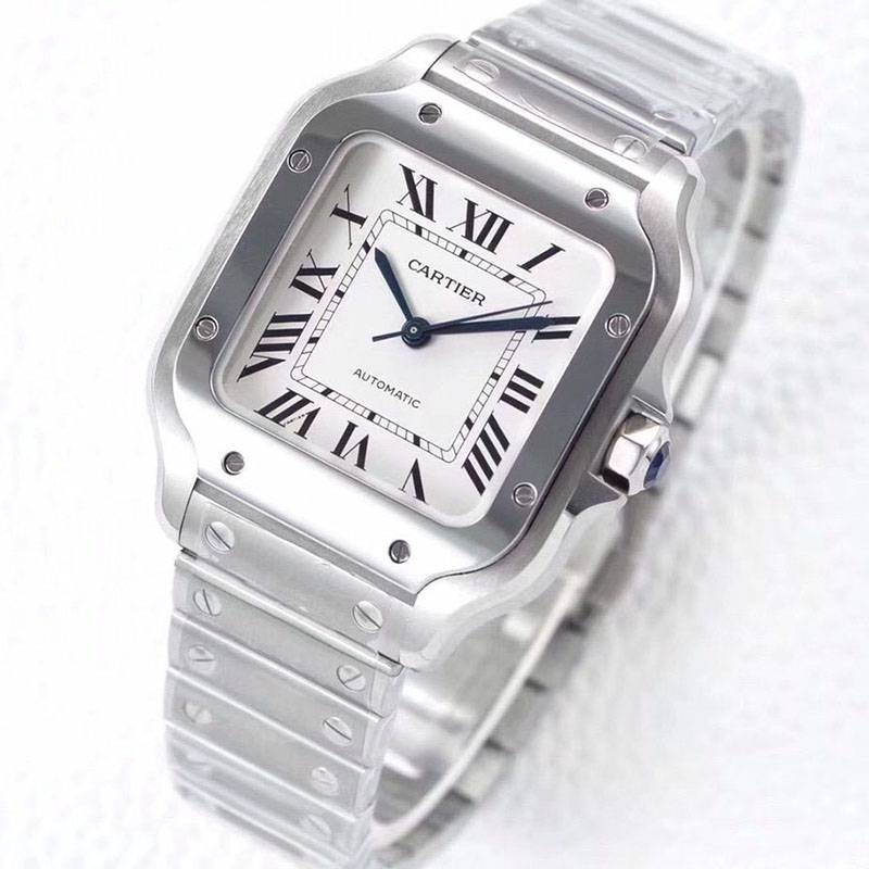 Extremely rare! Replica Cartier Santos de Cartier MM Stainless steel kaf61282