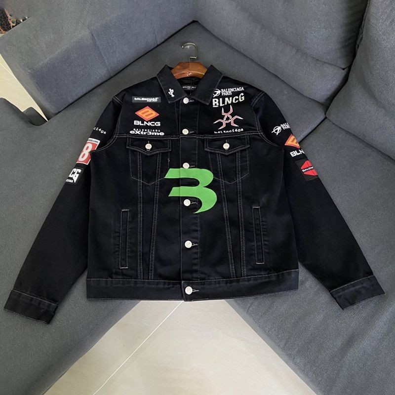 Balenciaga Gamer Denim Jacket Replica Black 664810TBP471055