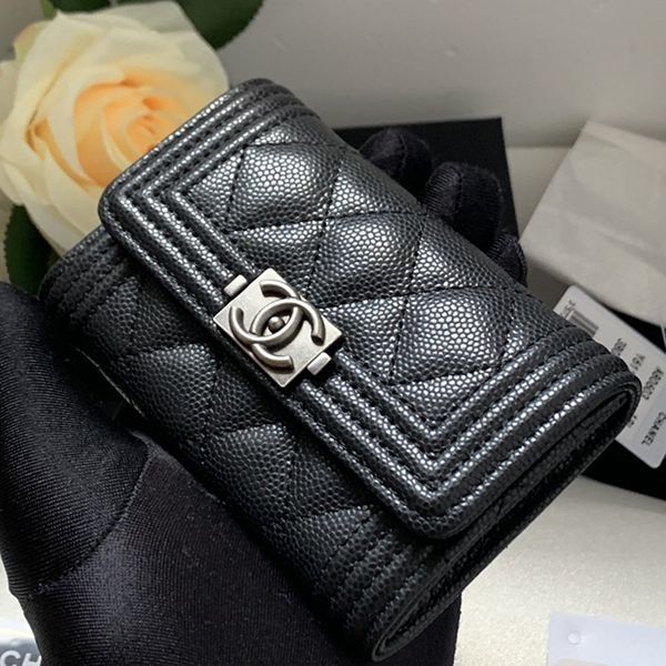Very popular all over the world? Chanel caviar skin copy card case wallet shd48372
