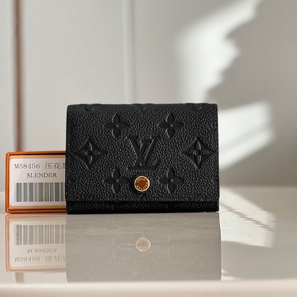 Louis Vuitton Folding Wallet with Tracking Card Business Card Holder Replica Black M58456