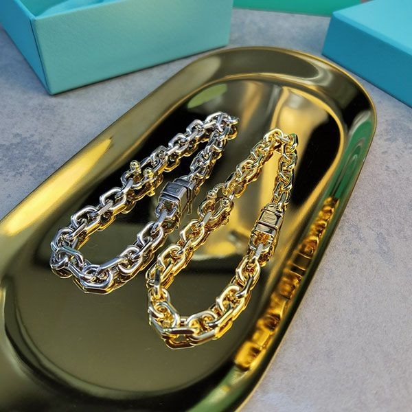 Tiffany 1837 Makers Wide Chain Bracelet Replica (Medium) Sterling Silver Gold