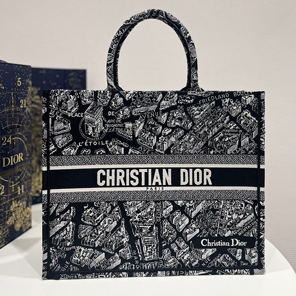 Dior Book Tote Replica Bag Plan de Paris Black M1296ZOMP_M993
