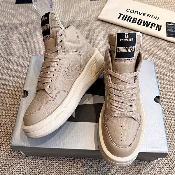 Rick Owens Replica TURBOWPN Brand Leather High Top Sneakers rig61409