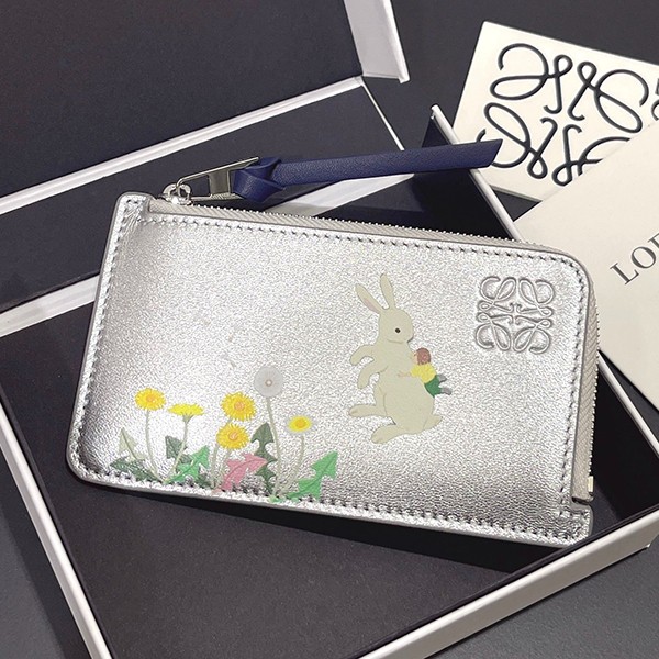 Classic Loewe Rabbit Coin Card Holder in Napa Calfskin loy63246