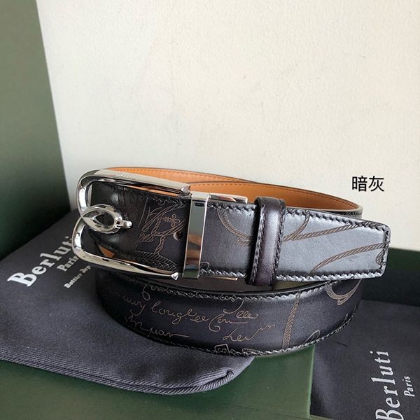 Classic [Berluti Replica] Engraved Reversible Belt Made of Venezia Leather bek77044