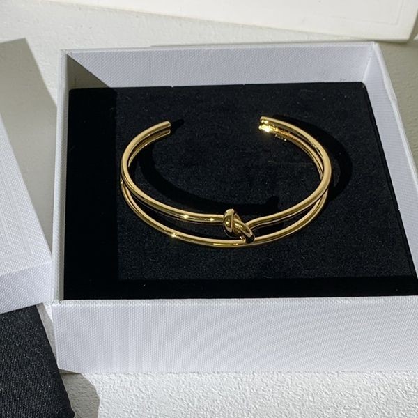 Hard to find Celine replica knot double cuff / gold finish brass 461FV6BRA