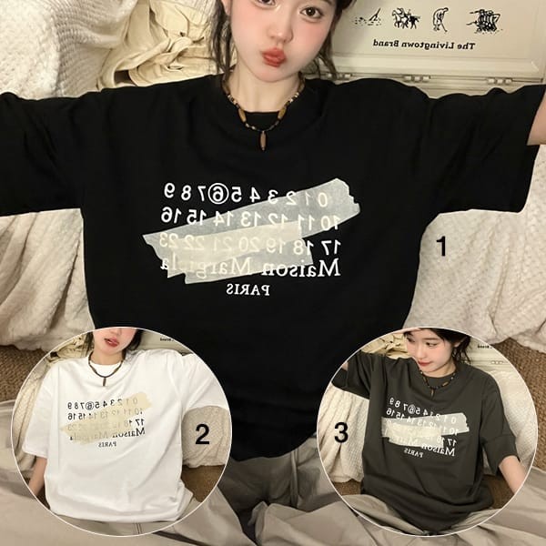 Fake Maison Margiela loved by many celebrities, numbered MM6 logo T-shirt in 3 colors Mab30548 Fake Maison Margiela loved by many celebrities, numbered MM6 logo T-shirt in 3 colors Mab30548