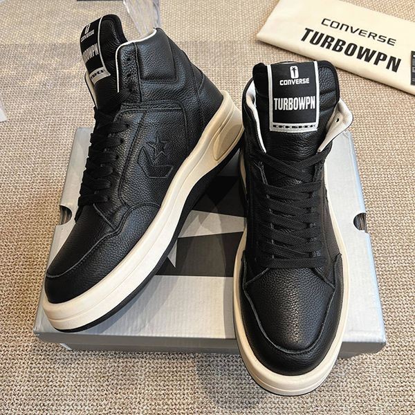 Rick Owens TURBOWPN Replica Brand Leather High Top Sneakers rig43149