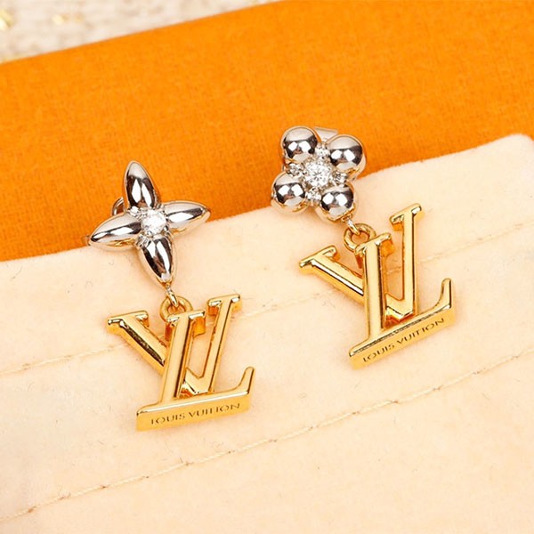 [For gifts?] Louis Vuitton ★ LV logo & flower earrings replica M0128