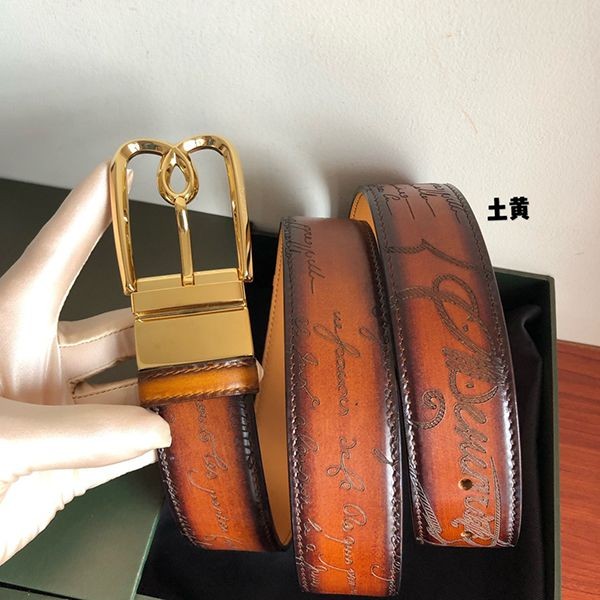 An eye-catching item! [Berluti] Engraved reversible belt made of Venezia leather beg52949