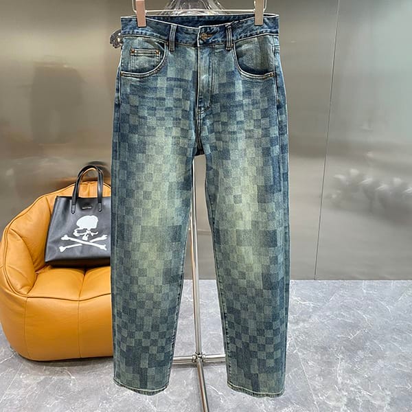 Latest and stylish Louis Vuitton replica Damier denim pants cotton vuo88299 Latest and stylish Louis Vuitton replica Damier denim pants cotton vuo88299