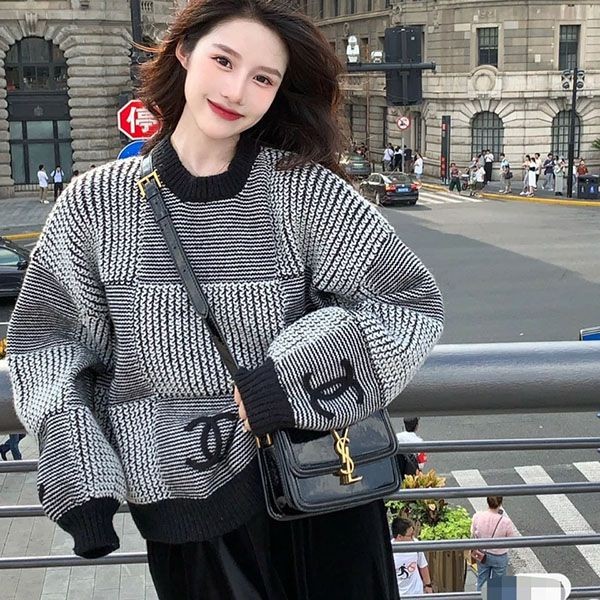 Chanel CC logo knit sweater replica shy78236