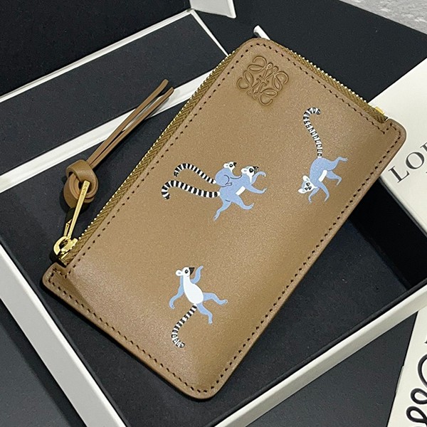 Lovely Loewe Faux Satin Calf Lemur Coin Card Holder Wallet lop29095 Lovely Loewe Faux Satin Calf Lemur Coin Card Holder Wallet lop29095