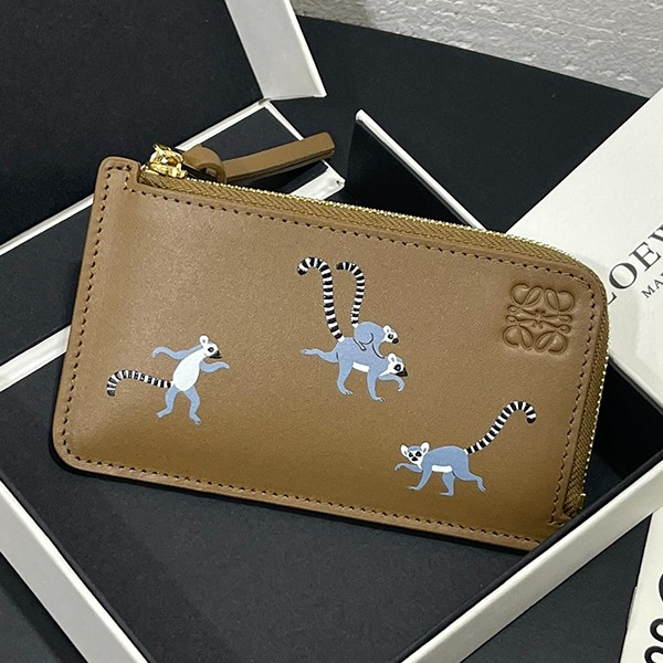 Lovely Loewe Faux Satin Calf Lemur Coin Card Holder Wallet lop29095
