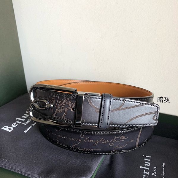 [Fake Berluti Belt] Engraved reversible belt made of Venezia leather bef77754