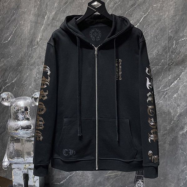 Express Shipping Chrome Hearts Scroll Logo Hoodie Replica Black Kuk26397