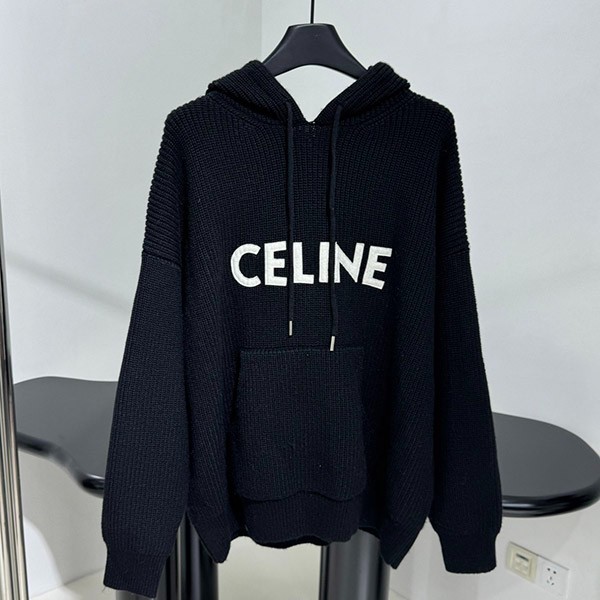 Boutique Celine Grade N Ribbed Wool Hooded Sweater Cej87408