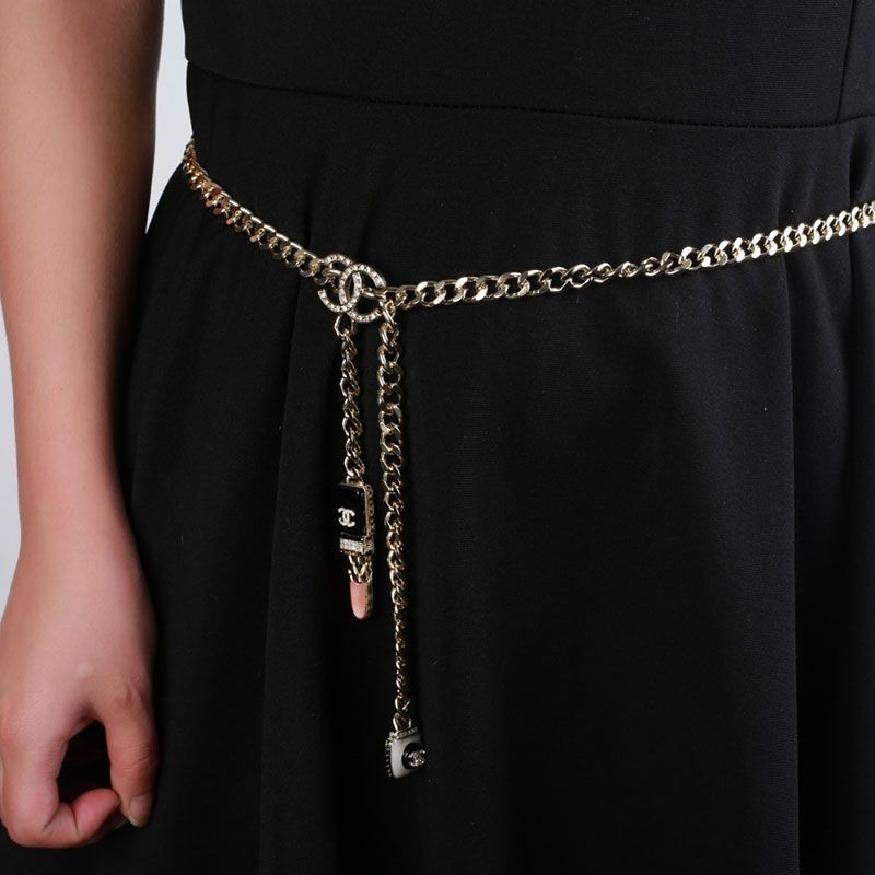 Very popular!! New color Chanel belt copy CC logo lipstick chain AB7672B07448NG611