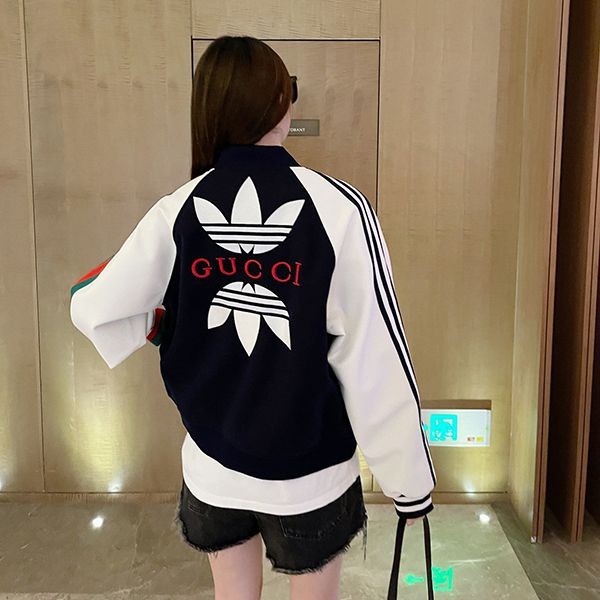 Very popular all over the world? Gucci Adidas fake viscose zip-up jacket 700485XKCDS4330