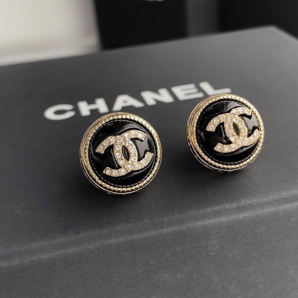Hard to find Chanel round glitter CC logo earrings replica shj91889