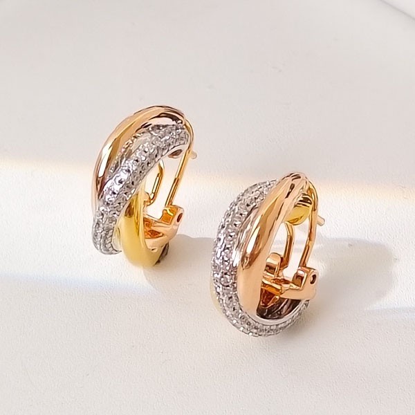 Sold out! Cartier 3-color 18K ring, diamond, trinity ring, earrings B8031900