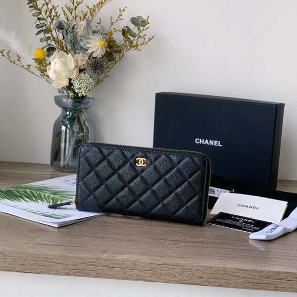 Replica Chanel Caviar Long Wallet ★Round Zipper shp19783