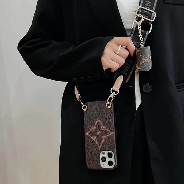 Convenient with pouch☆ Louis Vuitton iPhone 13PRO Case Copy Strap Pouch M81215