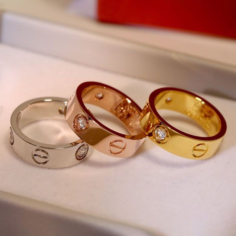 Cartier Love Ring Replica 3 Diamonds 3 Colors B4032400