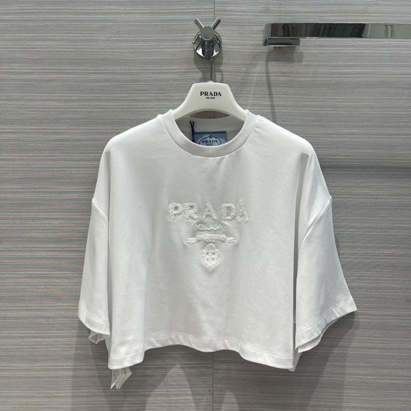 [Not available in Japan] Prada embroidered jersey T-shirt parody short sleeves ☆ Shipping included puj71082