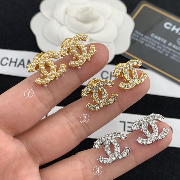 Very popular! Chanel Coco Mark mini earrings with stones, imitation, 3 colors, shr45880