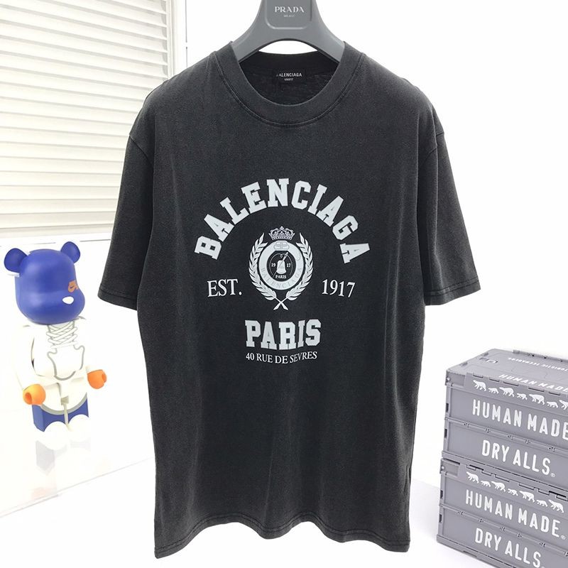 21-22AW Balenciaga College 1917 Cotton T-shirt Replica Short Sleeve bav45954