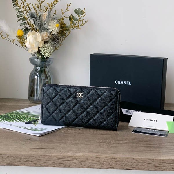 Chanel replica caviar long wallet round zipper shz82402