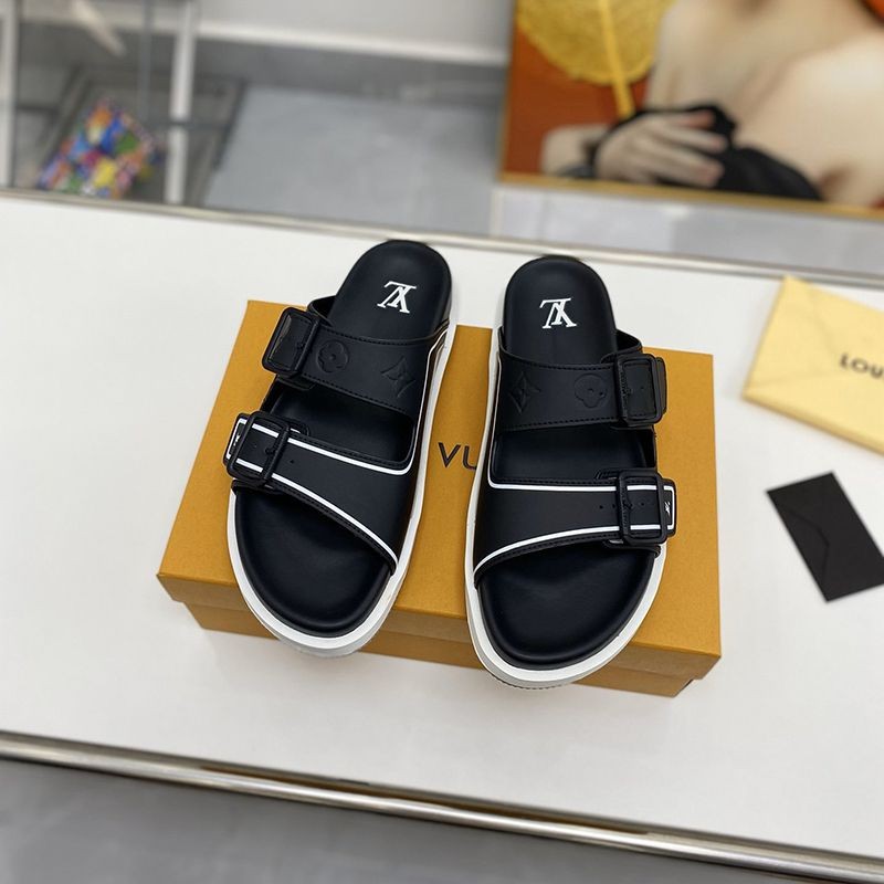 Sure to sell out, fake Louis Vuitton sandals LV Trainer Line Monogram Leather vuk58302