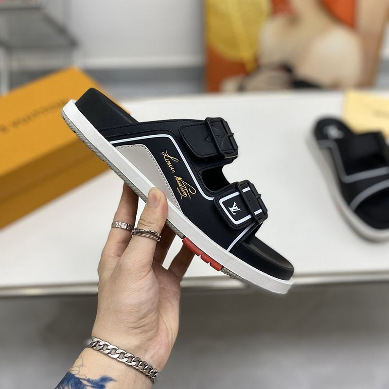 Sure to sell out, fake Louis Vuitton sandals LV Trainer Line Monogram Leather vuk58302