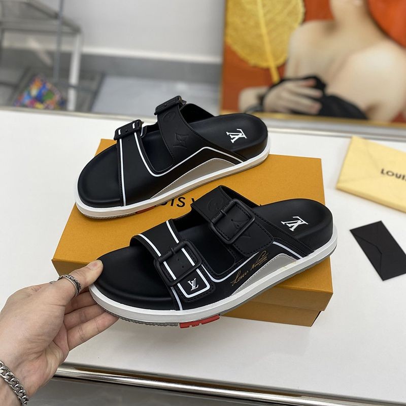 Sure to sell out, fake Louis Vuitton sandals LV Trainer Line Monogram Leather vuk58302