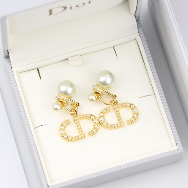 Free shipping Dior replica earrings metal resin pearl crystal der34511