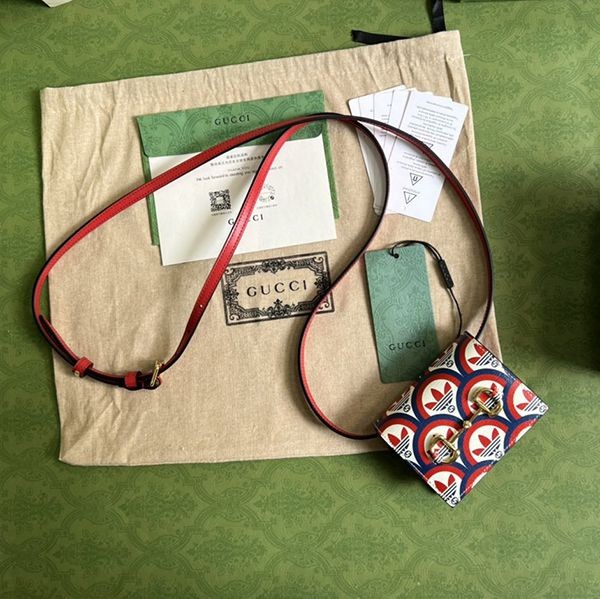 Popular collaboration Adidas x Gucci fake logo card case shoulder bag 702248UWLBG4169