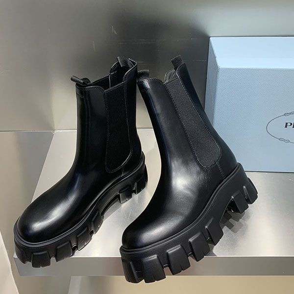 Prada Monolith Ankle Boots Replica Brushed Leather pug11028 Prada Monolith Ankle Boots Replica Brushed Leather pug11028