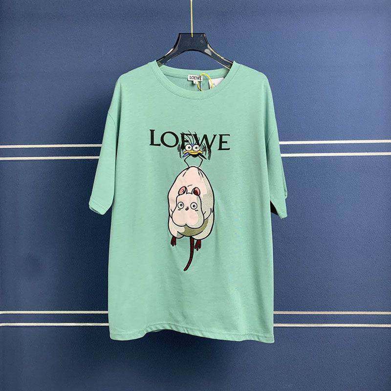 Cute Loewe x Ghibli Haedori Crew Neck T-Shirt Replica lom16507 Cute Loewe x Ghibli Haedori Crew Neck T-Shirt Replica lom16507