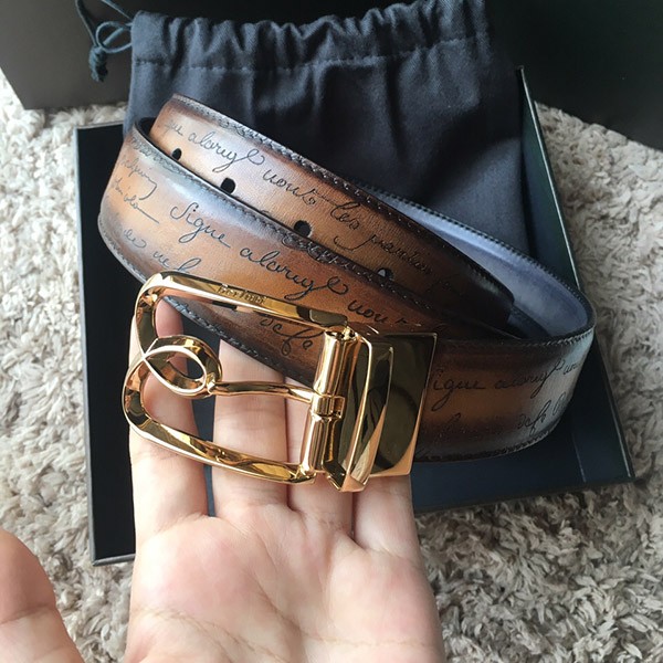 Very popular!! Berluti Replica B Volute 35mm Brown 1 Patine Finish bes05906