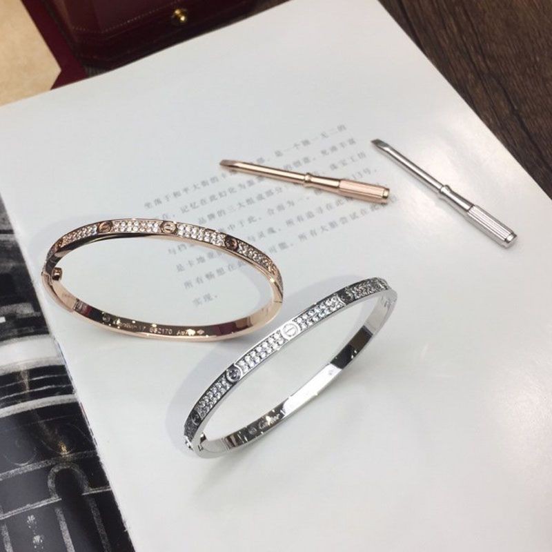 Competitive Cartier LOVE Bracelet Copy, Small Model, Pavé Setting, 2 Colors kaq22104