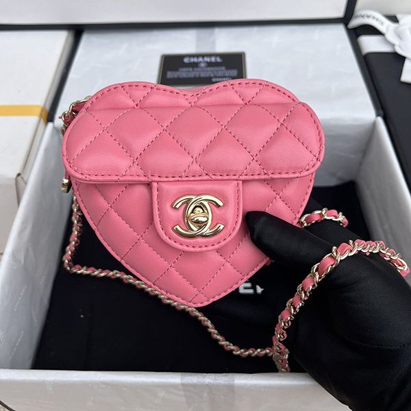 New for Spring/Summer★Fake Chanel Heart-Shaped Chain Clutch Bag shf20550 New for Spring/Summer★Fake Chanel Heart-Shaped Chain Clutch Bag shf20550