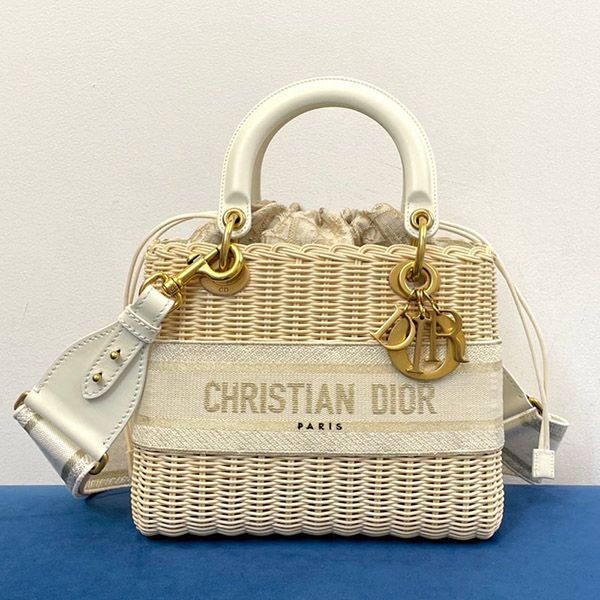 Very popular all over the world? Lady Dior fake Wicker & Jacquard Medium Bag M0565CMVN_M925